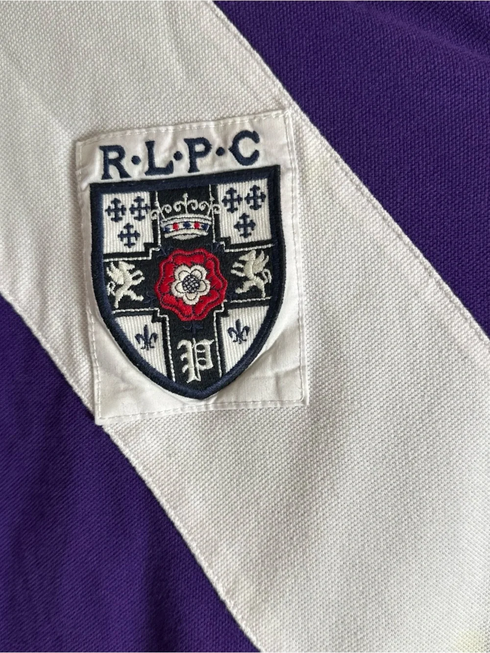 Ralph Lauren Purple Polo with White Diagonal Sash